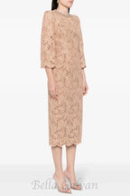 Flowering Girl Women Acotas Lace Crystal-embellished Midi Dress in Nude
