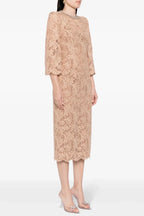 Flowering Girl Women Acotas Lace Crystal-Embellished Midi Dress - Nude