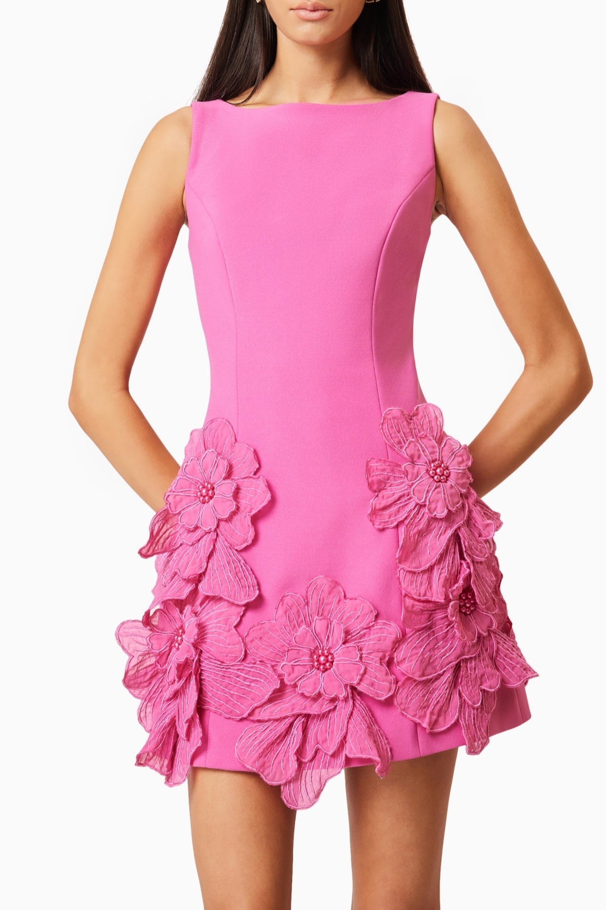 Flowering Girl Women Adalgisa Floral Appliqué Mini Dress - Pink