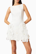 Flowering Girl Women Adalgisa Floral Appliqué Mini Dress - White