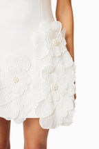 Flowering Girl Women Adalgisa Floral Appliqué Mini Dress - White