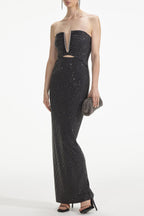 Flowering Girl Women Addax Strapless Crystal Cutout Maxi Bandage Dress