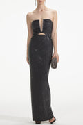Flowering Girl Women Addax Strapless Crystal Cutout Maxi Bandage Dress