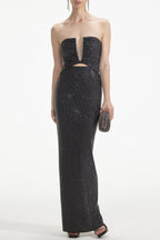 Flowering Girl Women Addax Strapless Crystal Cutout Maxi Bandage Dress