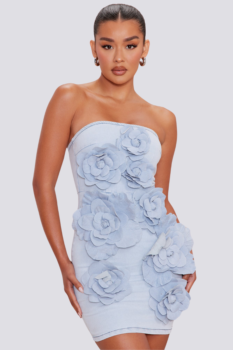 Flowering Girl Women Addilynn Strapless Floral Mini Dress