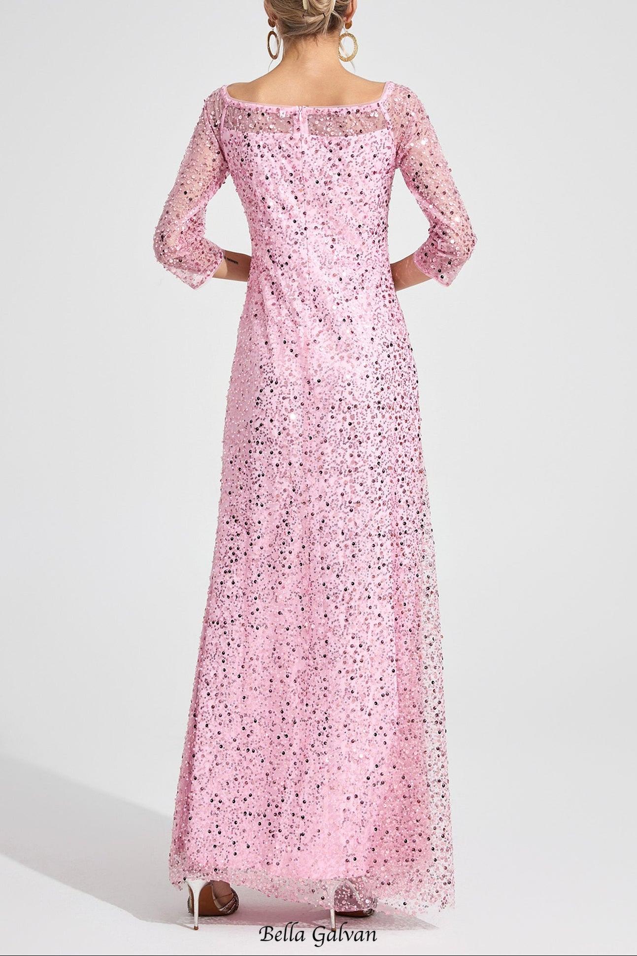 Flowering Girl Women sarah Pink Diamond embellished tulle Maxi Dress