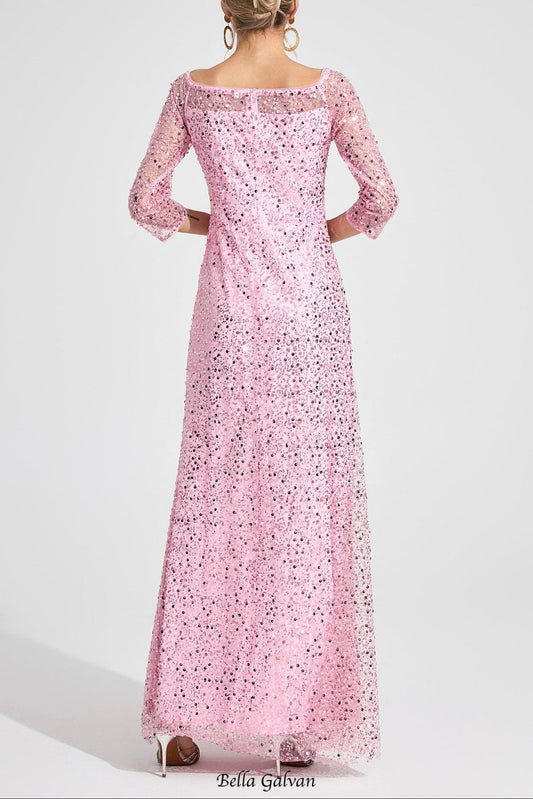 sarah Pink Diamond embellished tulle Maxi Dress