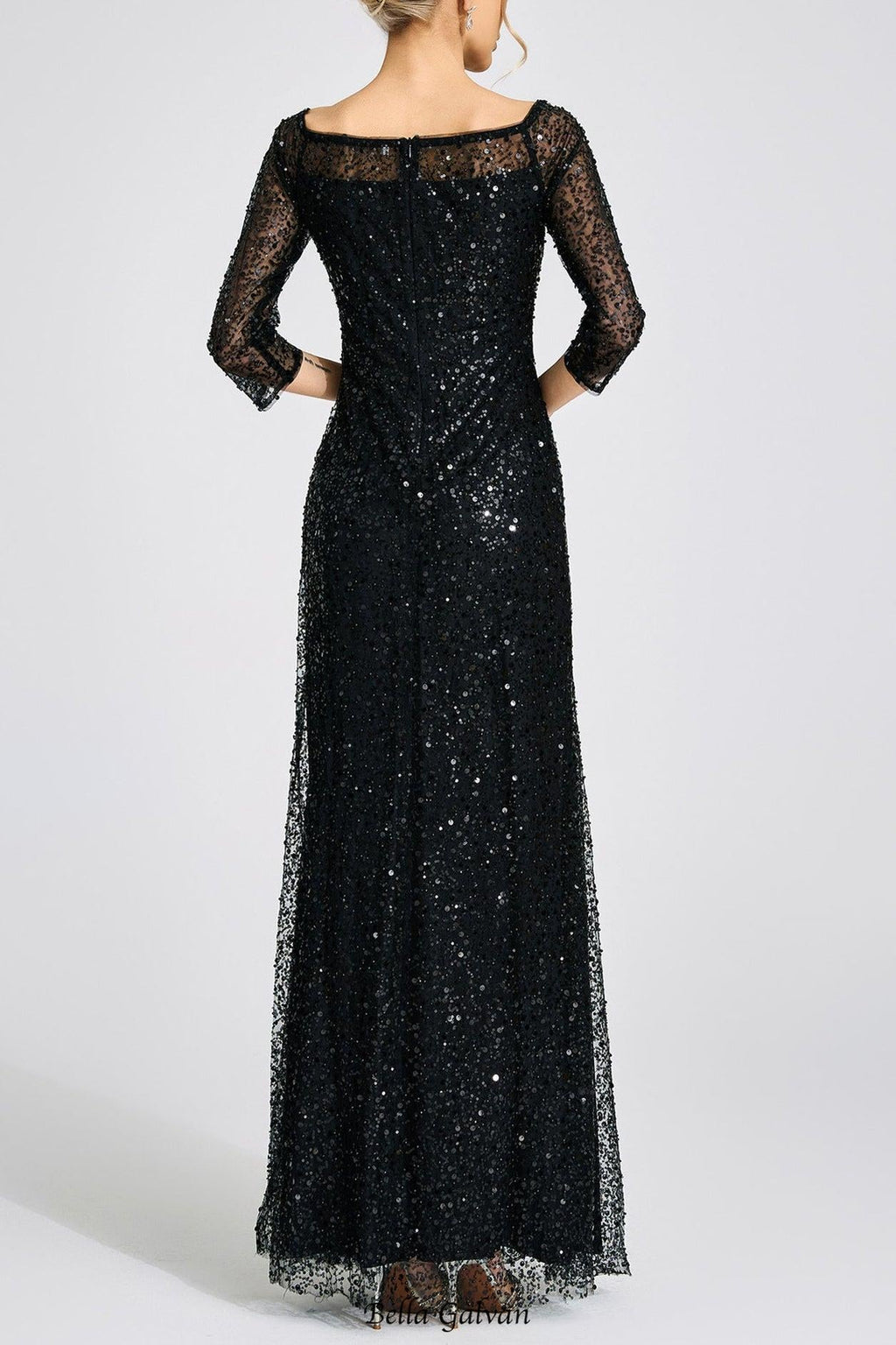 Flowering Girl Women sarah black Diamond embellished tulle Maxi Dress
