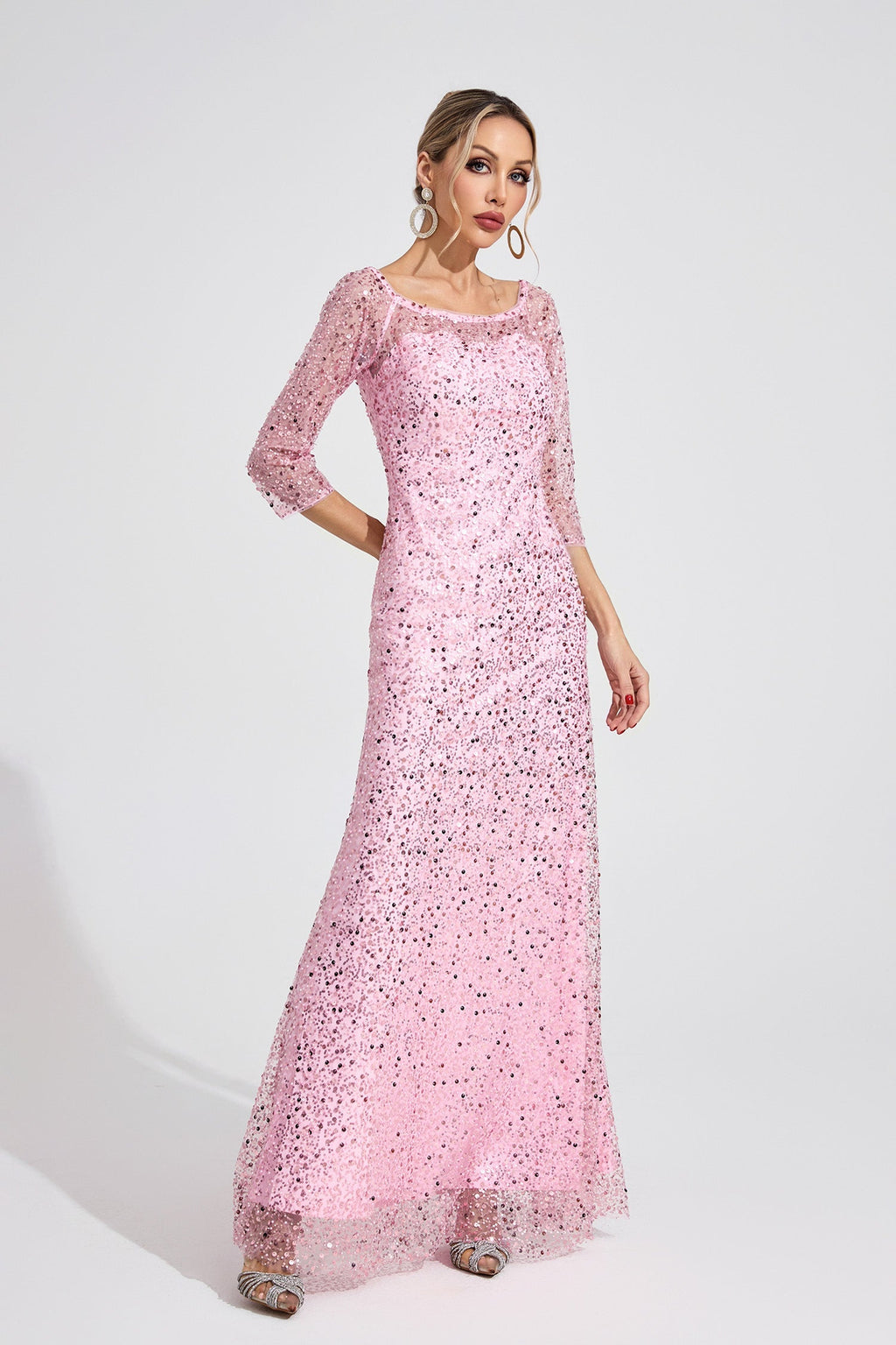 Flowering Girl Women sarah Pink Diamond embellished tulle Maxi Dress