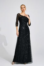 Flowering Girl Women sarah black Diamond embellished tulle Maxi Dress