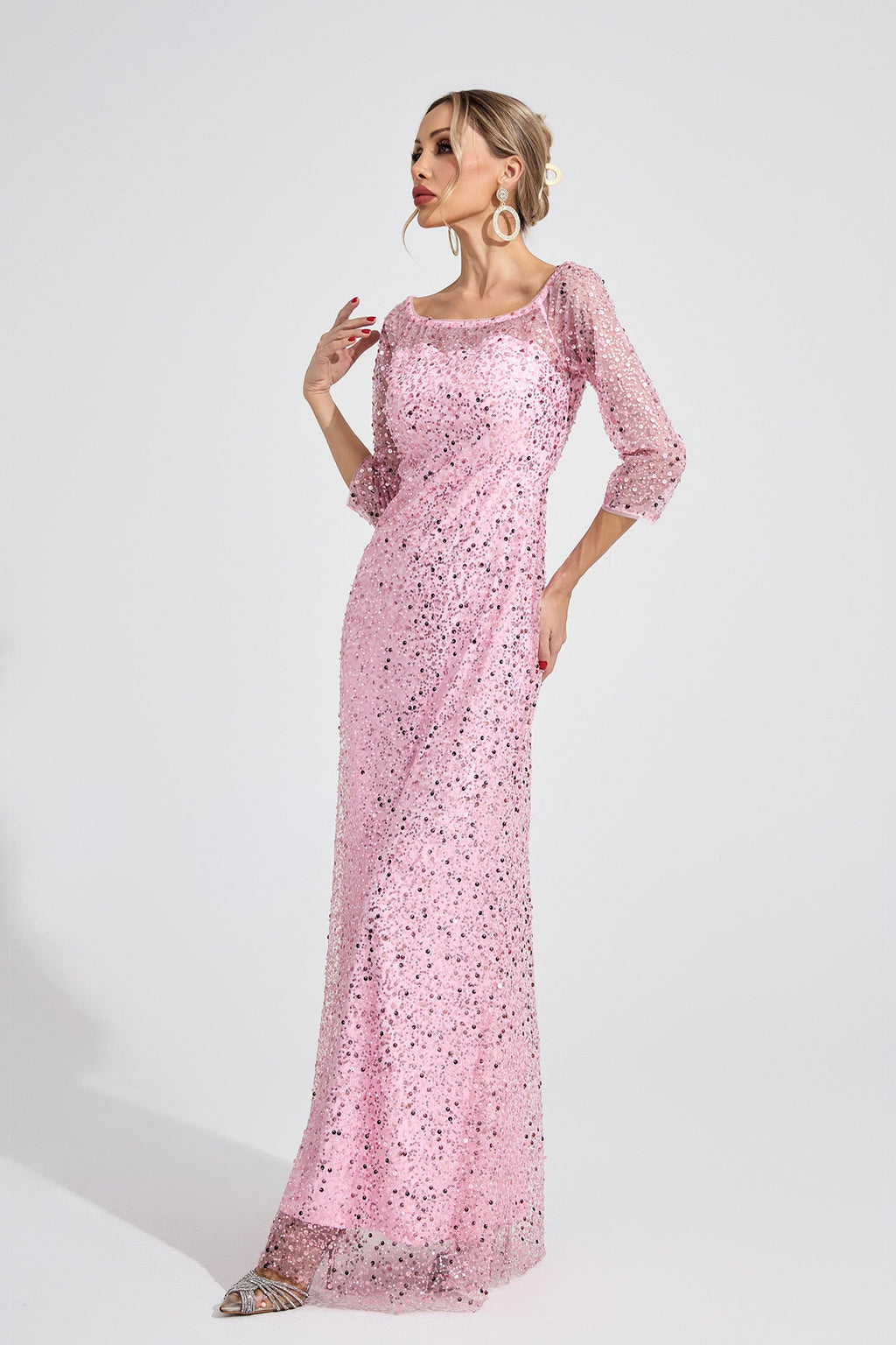Flowering Girl Women sarah Pink Diamond embellished tulle Maxi Dress