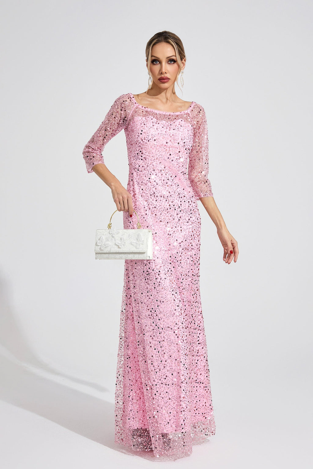 Flowering Girl Women sarah Pink Diamond embellished tulle Maxi Dress