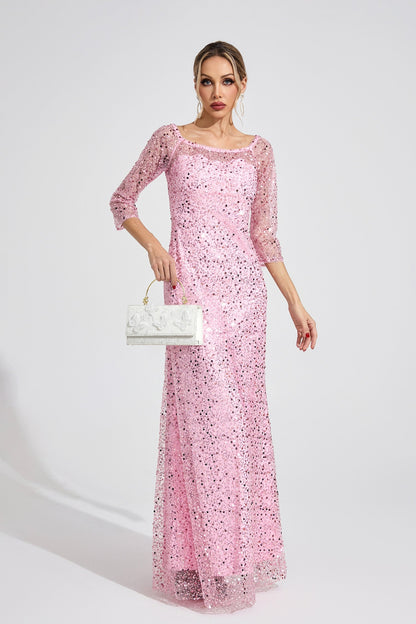 sarah Pink Diamond embellished tulle Maxi Dress