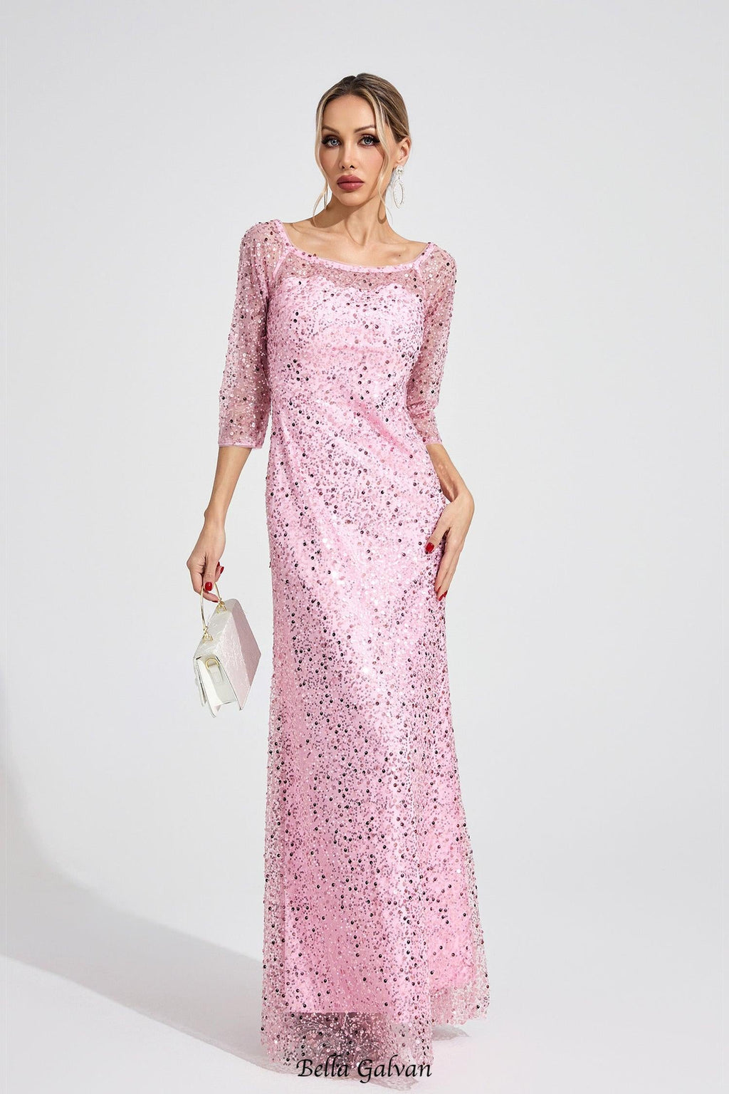 Flowering Girl Women sarah Pink Diamond embellished tulle Maxi Dress