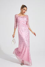 Flowering Girl Women sarah Pink Diamond embellished tulle Maxi Dress