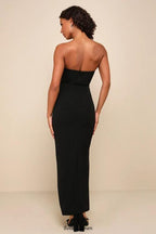 Flowering Girl Women After Hours Black Strapless Ruffled Maxi Dress