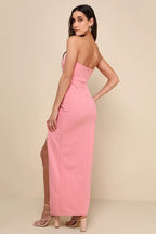 Flowering Girl Women After Hours Blush Pink Strapless Ruffled Maxi Dress
