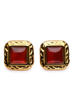 Amaranth - Gold Earrings Red Stone Plating Waterproof