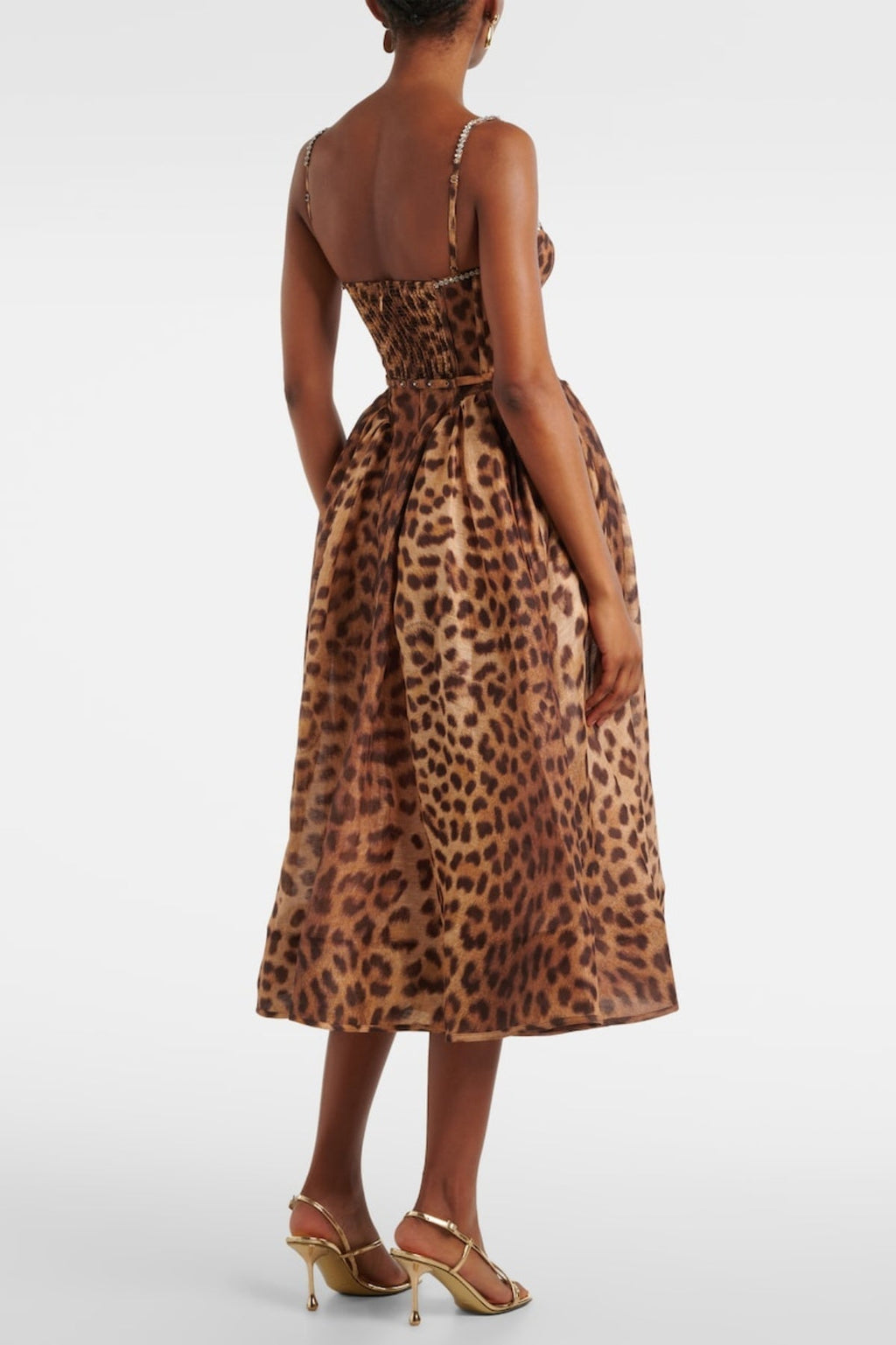 Flowering Girl Women Alainy Leopard Crystal Belted Midi Dress