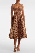 Flowering Girl Women Alainy Leopard Crystal Belted Midi Dress