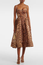Flowering Girl Women Alainy Leopard Crystal Belted Midi Dress