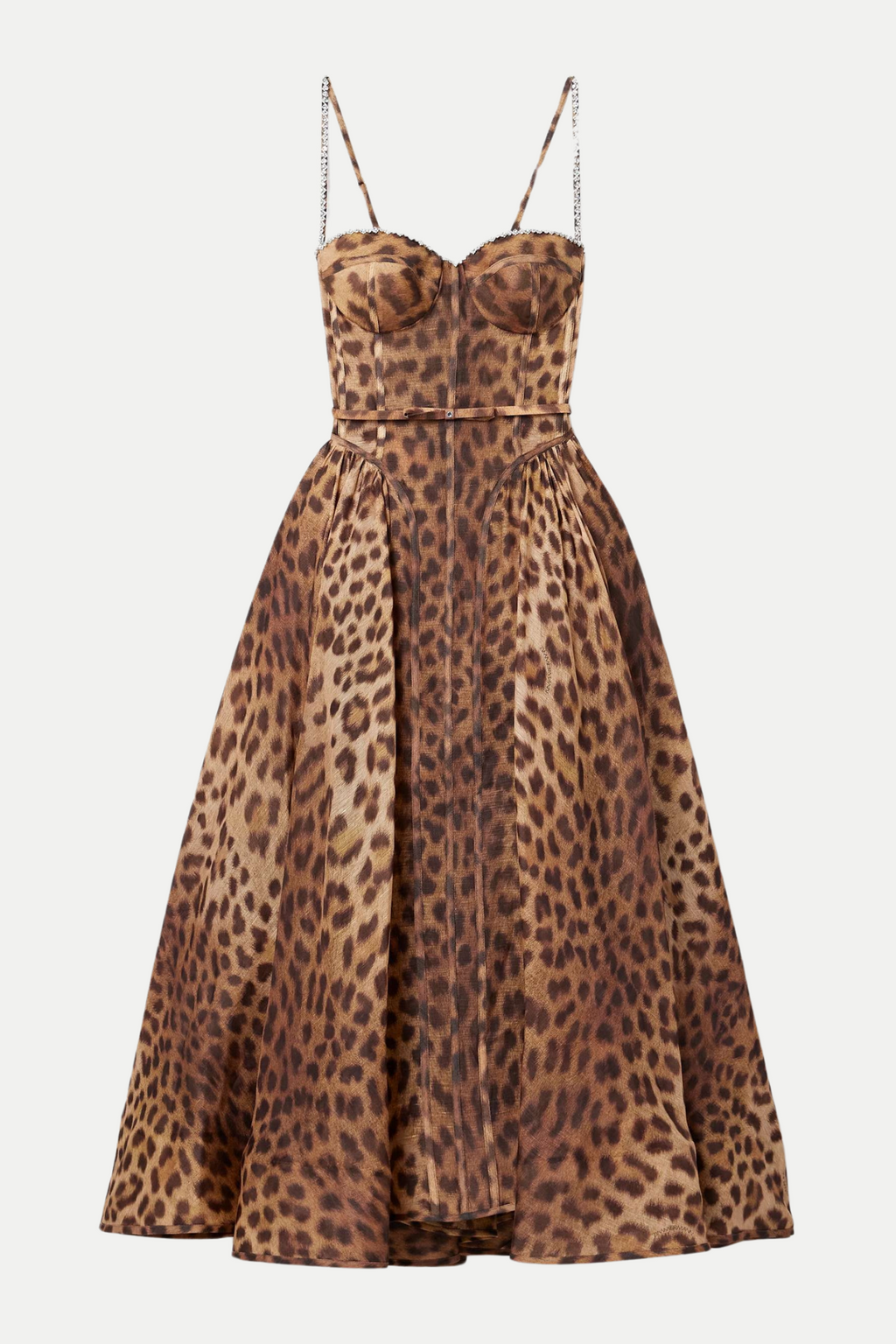 Flowering Girl Women Alainy Leopard Crystal Belted Midi Dress