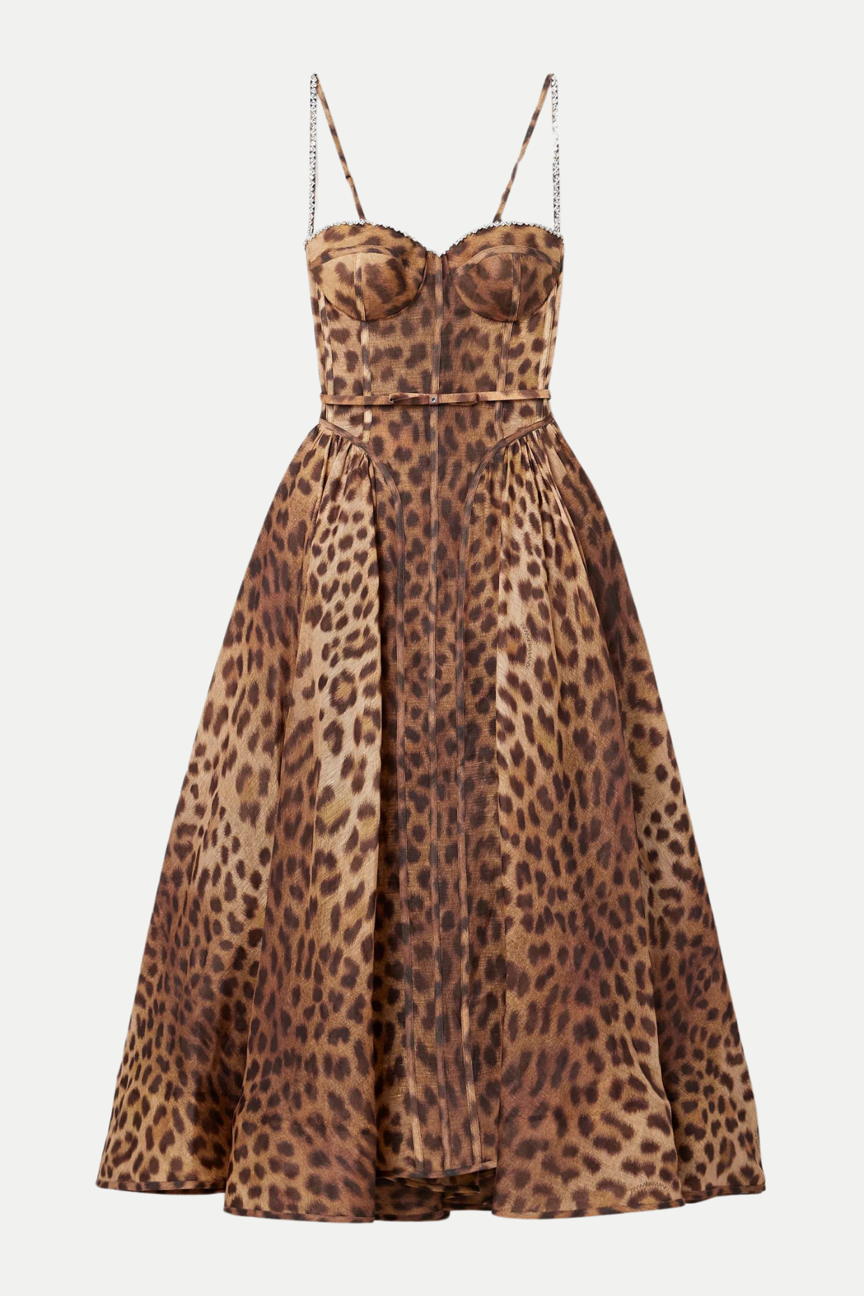 Flowering Girl Women Alainy Leopard Crystal Belted Midi Dress