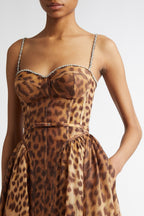 Flowering Girl Women Alainy Leopard Crystal Belted Midi Dress
