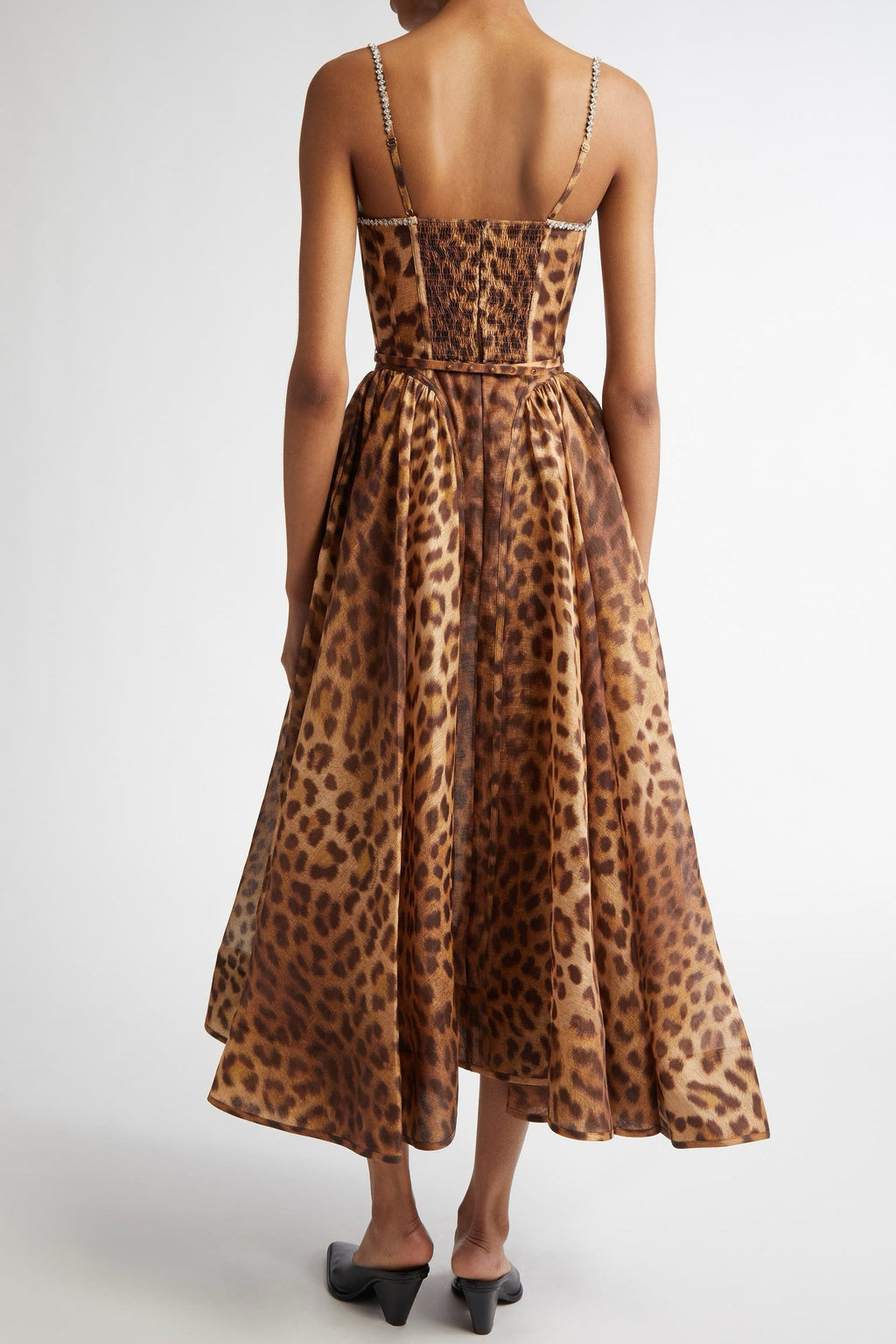 Flowering Girl Women Alainy Leopard Crystal Belted Midi Dress