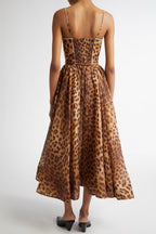Flowering Girl Women Alainy Leopard Crystal Belted Midi Dress