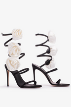 Flowering Girl Women Alana Rose Twists Satin Sandals - Black