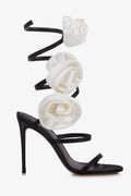 Flowering Girl Women Alana Rose Twists Satin Sandals - Black