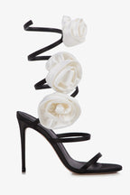 Flowering Girl Women Alana Rose Twists Satin Sandals - Black