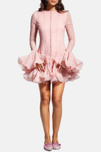 Flowering Girl Women Alberta Semi-Sheer Ruffle Mini Dress - Pink