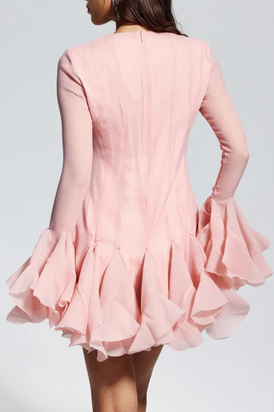 Flowering Girl Women Alberta Semi-Sheer Ruffle Mini Dress - Pink