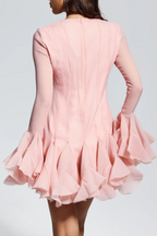Flowering Girl Women Alberta Semi-Sheer Ruffle Mini Dress - Pink