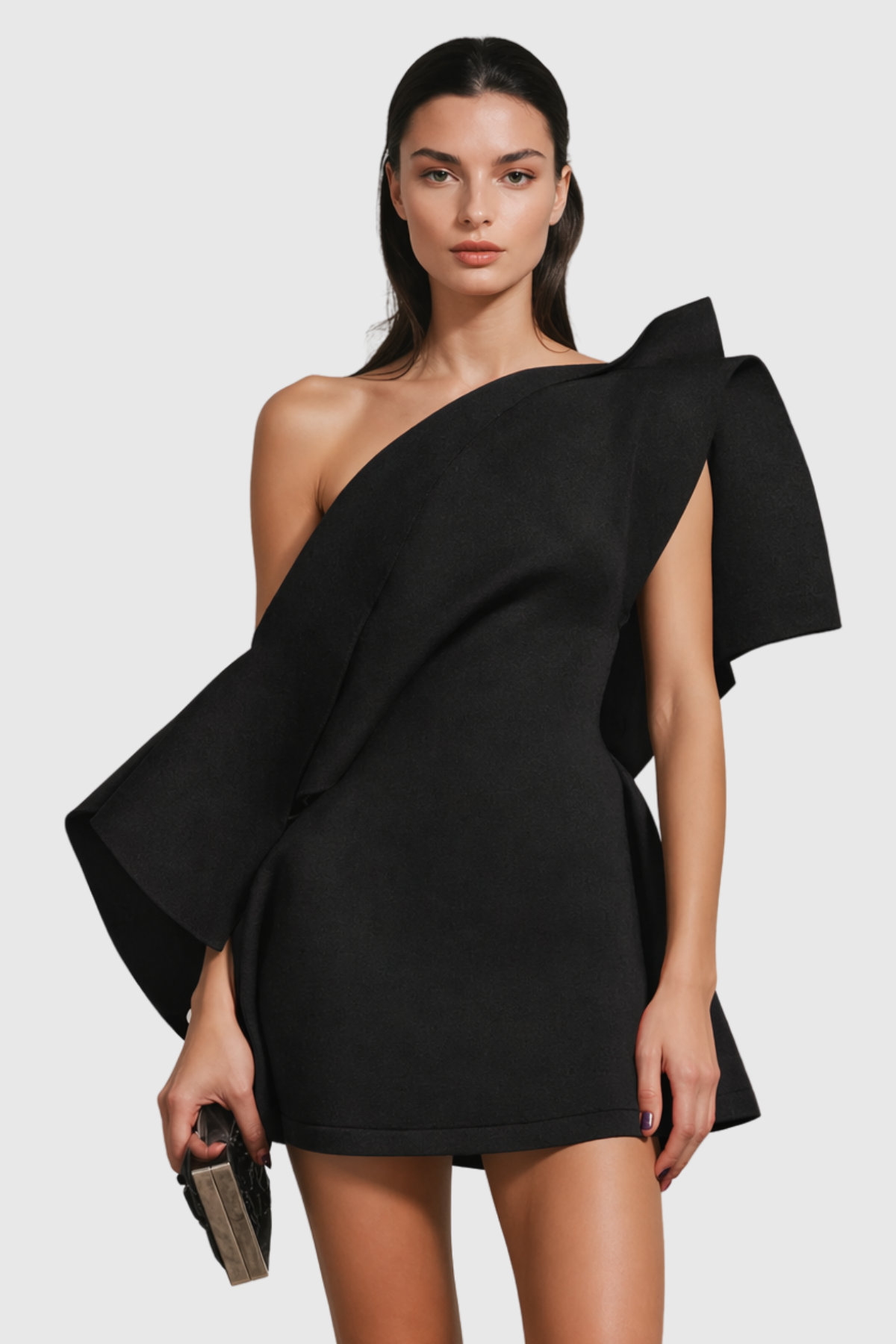 Flowering Girl Women Aldeno Asymmetric Off Shoulder Mini Dress - Black