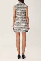 Flowering Girl Women Aldine Diamante Contrast Trimmed Tweed Mini Dress