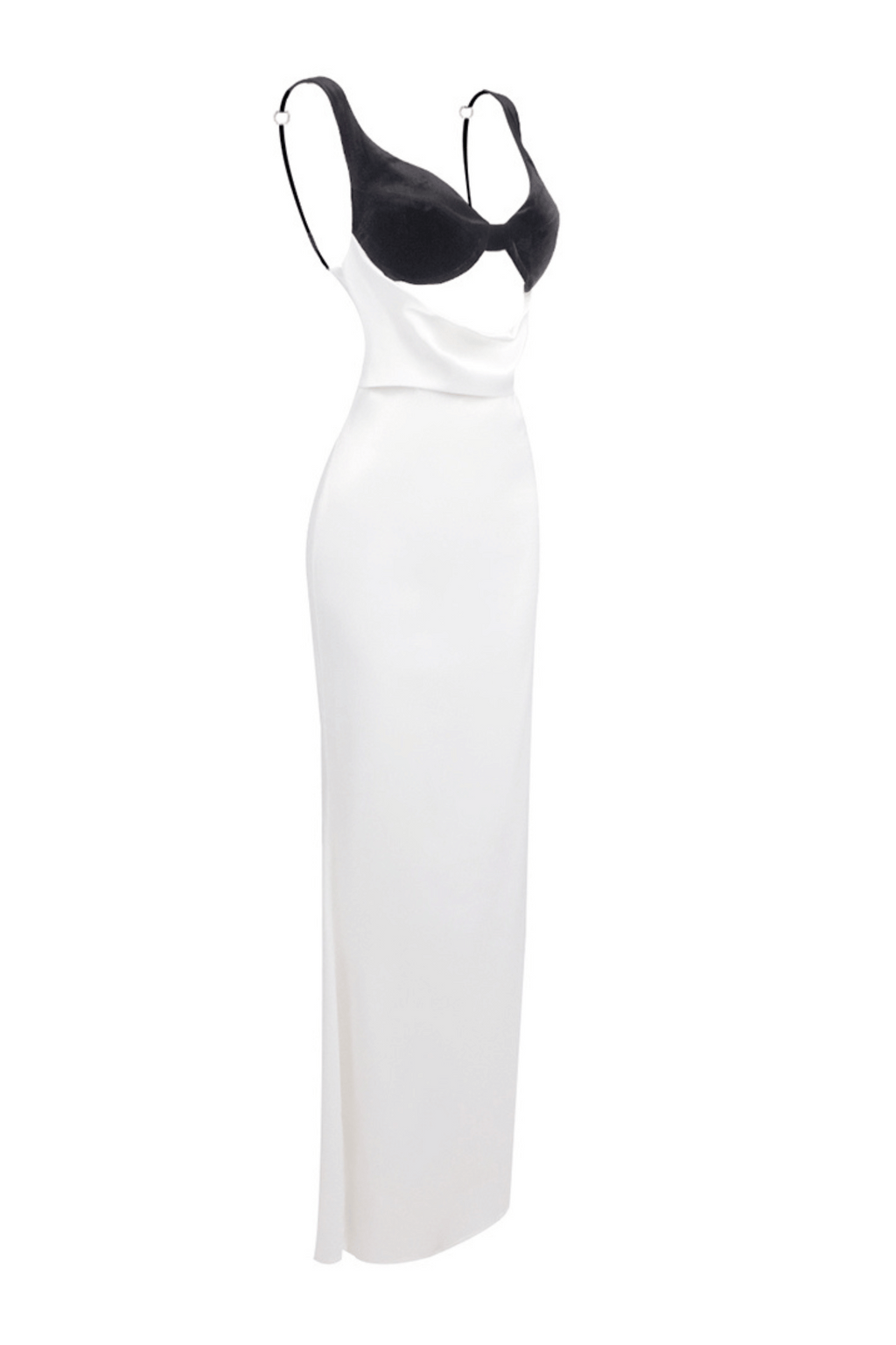 Flowering Girl Women Alfredo Satin Cutout Velvet Maxi Dress - White
