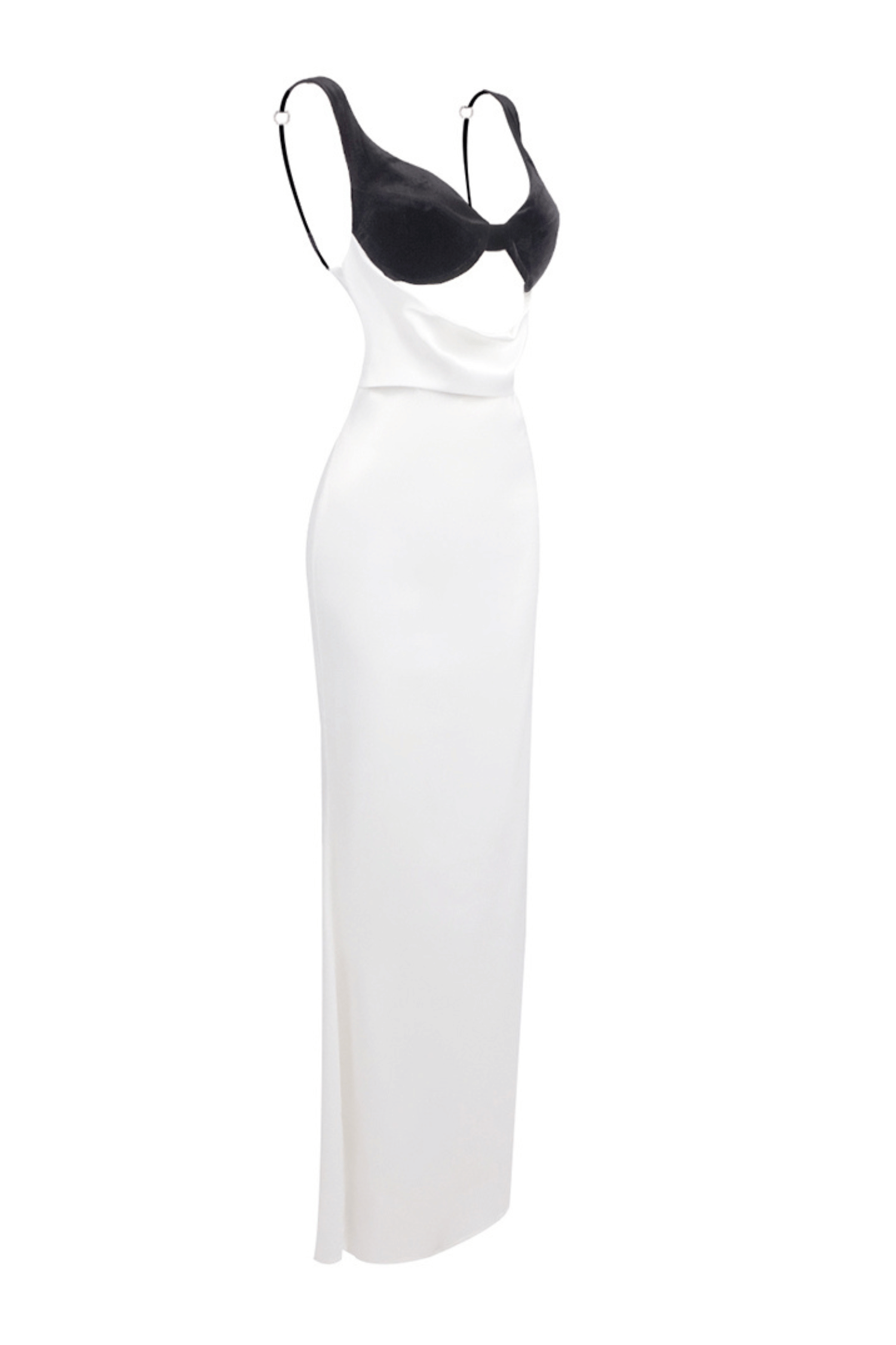 Flowering Girl Women Alfredo Satin Cutout Velvet Maxi Dress - White