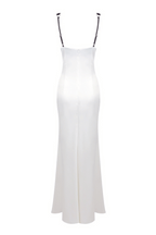Flowering Girl Women Alfredo Satin Cutout Velvet Maxi Dress - White