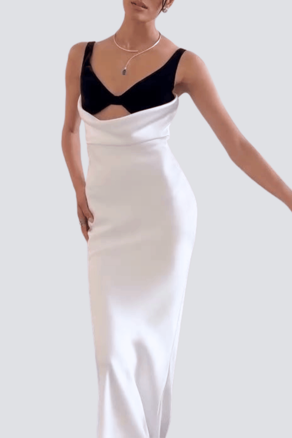 Flowering Girl Women Alfredo Satin Cutout Velvet Maxi Dress - White