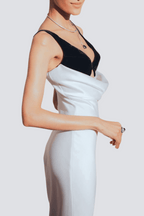 Flowering Girl Women Alfredo Satin Cutout Velvet Maxi Dress - White