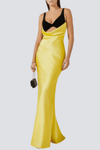 Flowering Girl Women Alfredo Satin Cutout Velvet Maxi Dress - Yellow