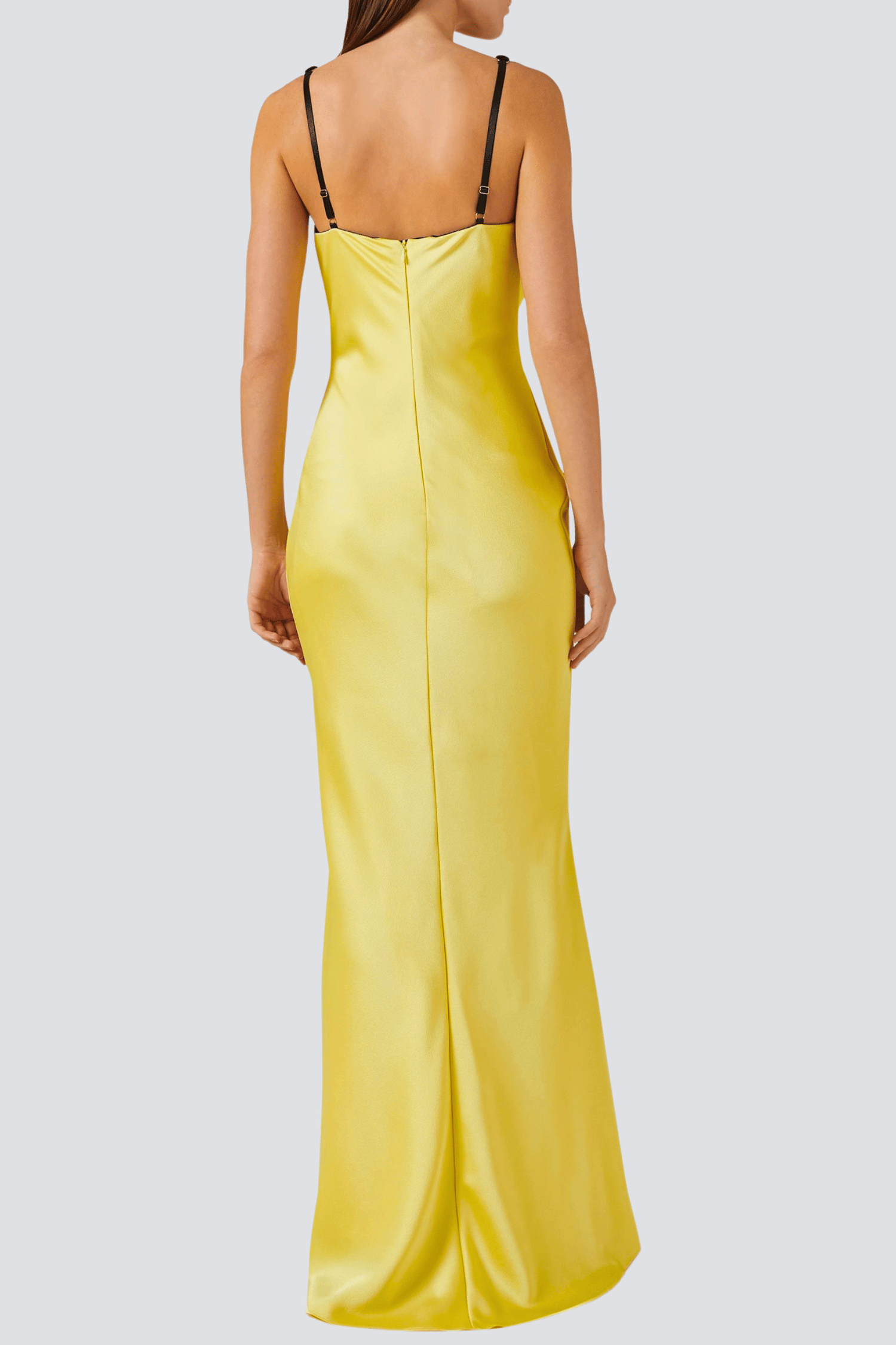 Flowering Girl Women Alfredo Satin Cutout Velvet Maxi Dress - Yellow