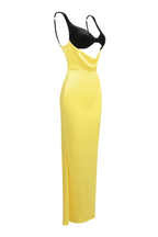 Flowering Girl Women Alfredo Satin Cutout Velvet Maxi Dress - Yellow
