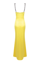 Flowering Girl Women Alfredo Satin Cutout Velvet Maxi Dress - Yellow
