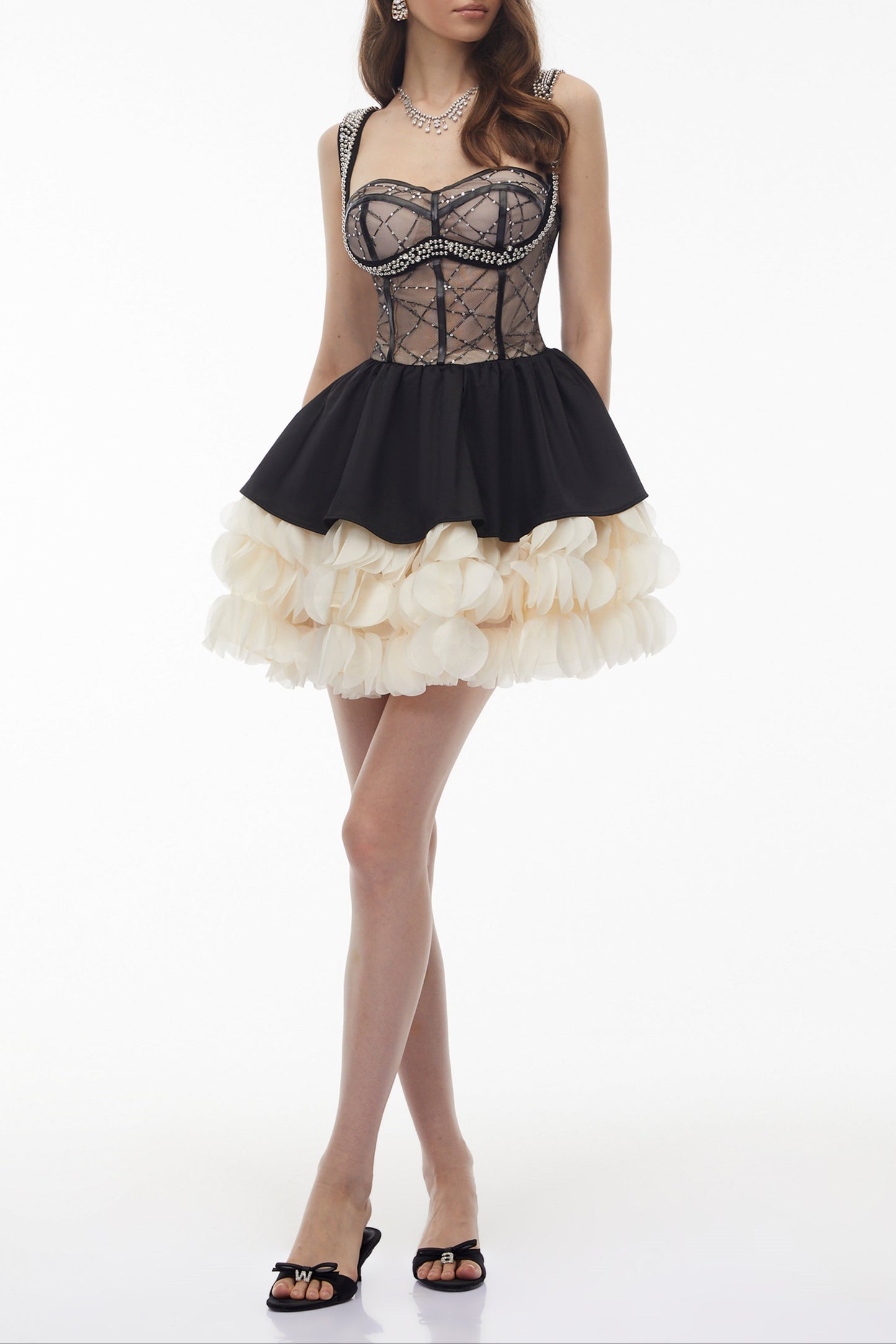 bertha Black Sweetheart Rhinestone Mini Dress