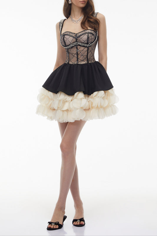 bertha Black Sweetheart Rhinestone Mini Dress