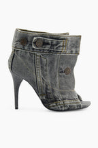 Flowering Girl Women Alisson Denim Button Fish Mouth Sandal Bootie